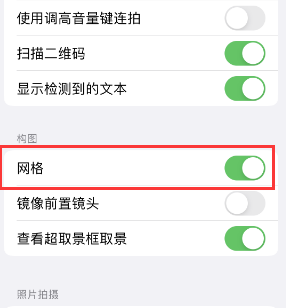 丹凤苹果手机维修网点分享iPhone如何开启九宫格构图功能