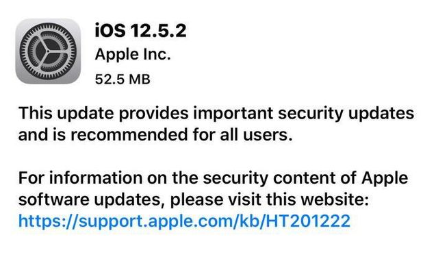 丹凤苹果手机维修分享iOS12.5.2发布，建议所有老苹果用户安装 